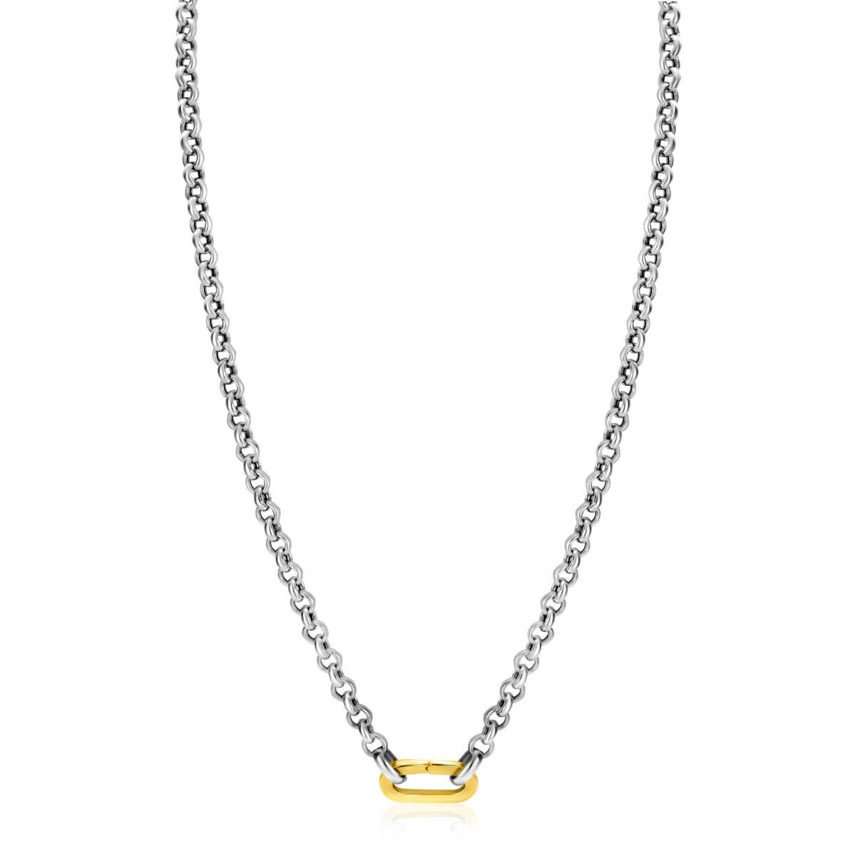 Zinzi Chain ZIC2377 zilveren jasseron ketting met ovaal detail 4.4 mm breed - Lengte 42 cm