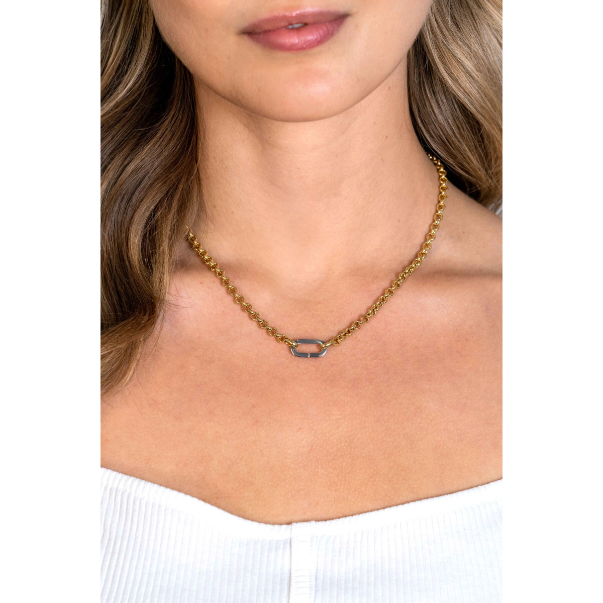Zinzi Chain ZIC2377G goudkleurige jasseron schakelketting 4.4 mm breed - Lengte 42 cm