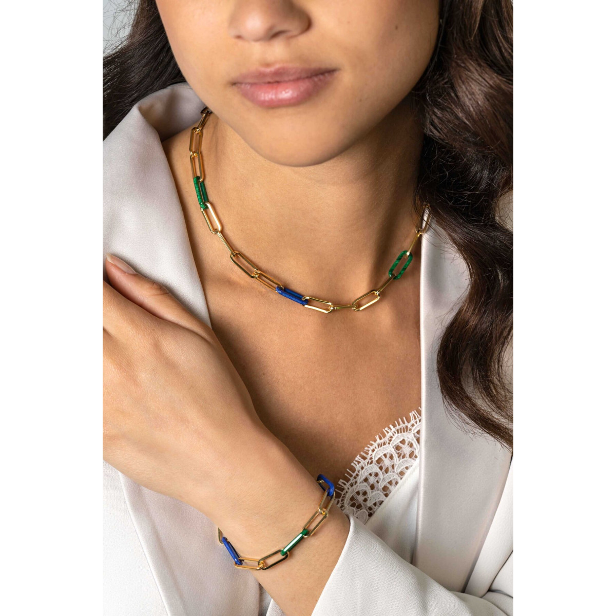 Zinzi Chain ZIC2455 goudkleurige schakelketting met paperclip schakels 6.7 mm breed - Lengte 45 cm