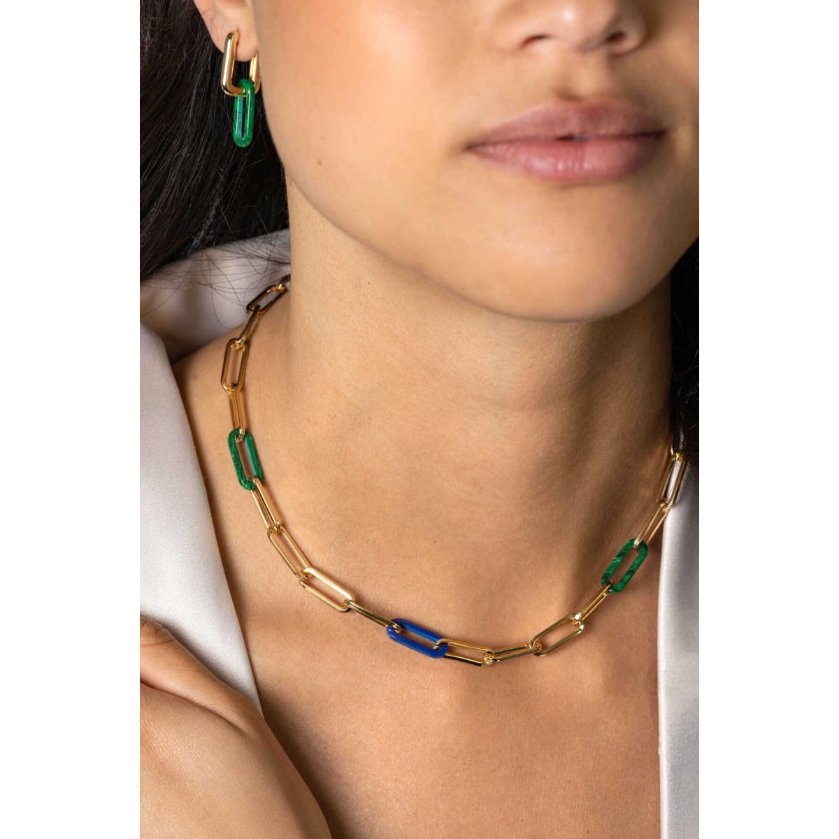 Zinzi Chain ZIC2455 goudkleurige schakelketting met paperclip schakels 6.7 mm breed - Lengte 45 cm