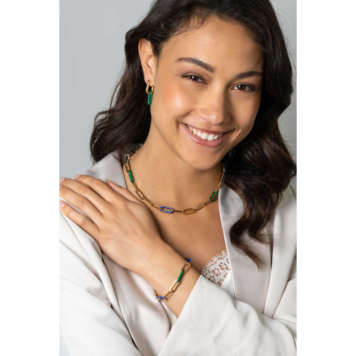 Zinzi Chain ZIC2455 goudkleurige schakelketting met paperclip schakels 6.7 mm breed - Lengte 45 cm