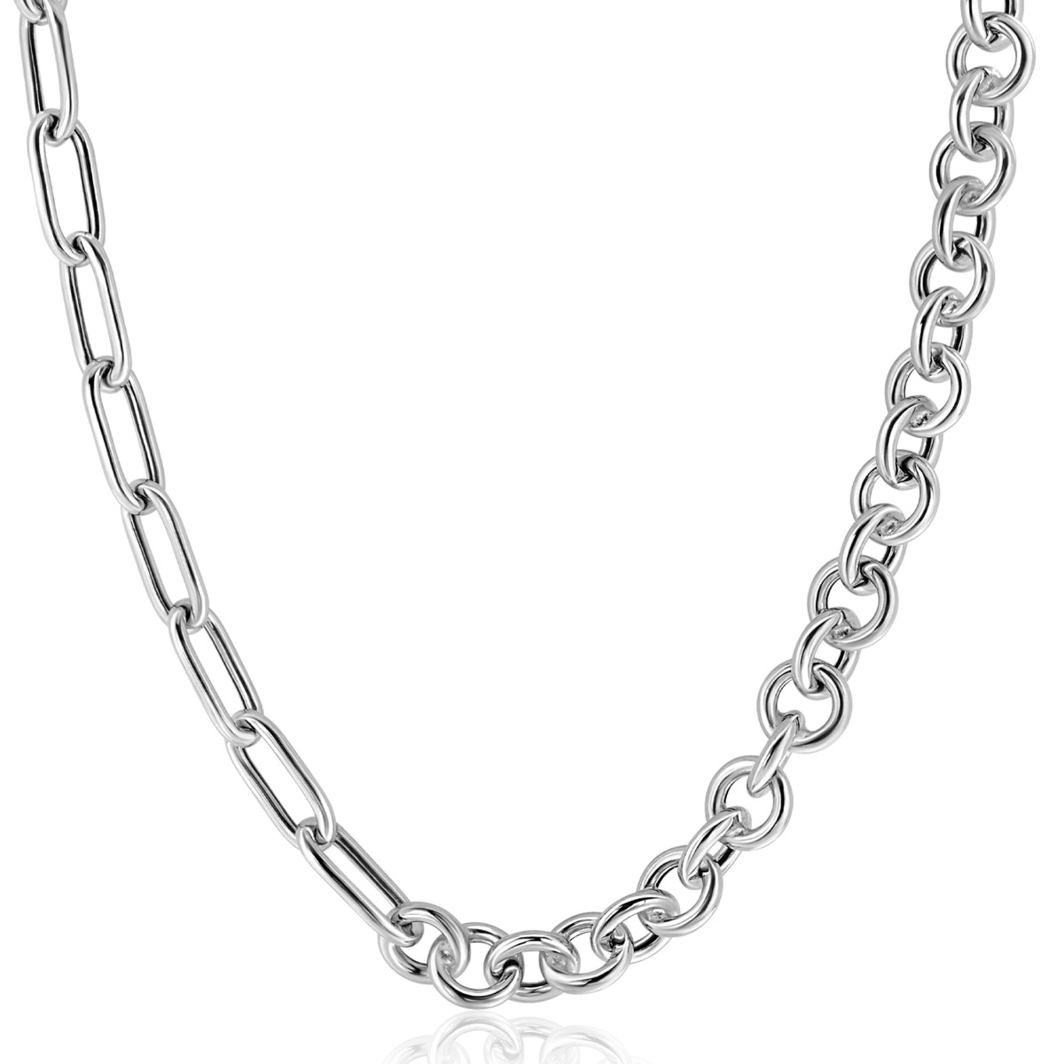 Zinzi Chain ZIC2477 zilveren jasseron schakelketting 8.5 mm breed - Lengte 45 cm