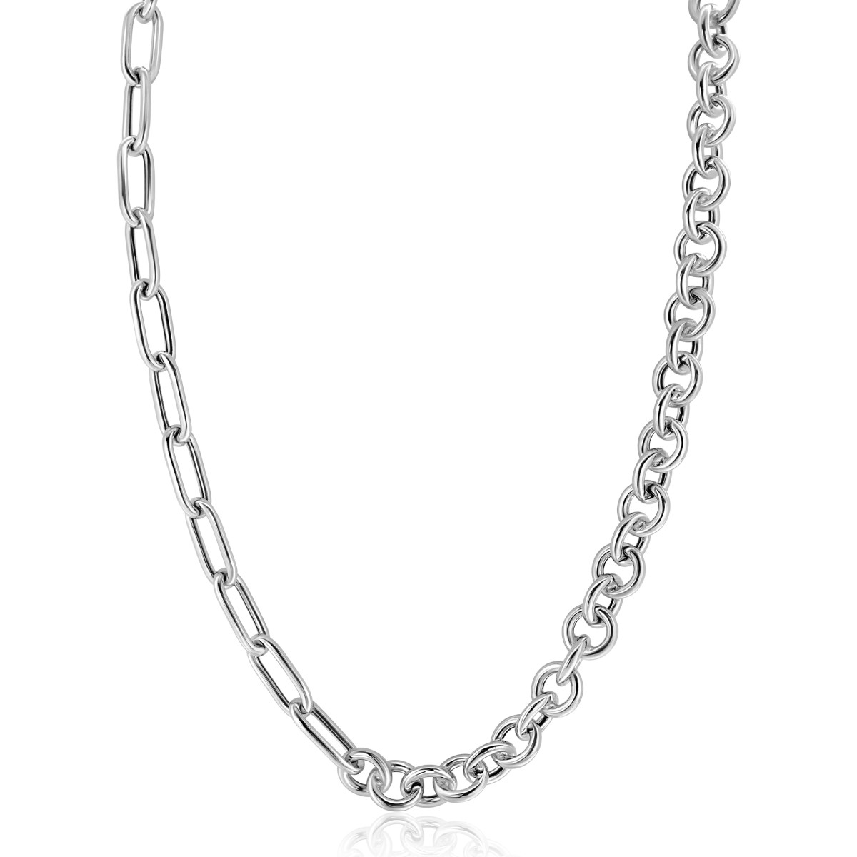 Zinzi Chain ZIC2477 zilveren jasseron schakelketting 8.5 mm breed - Lengte 45 cm
