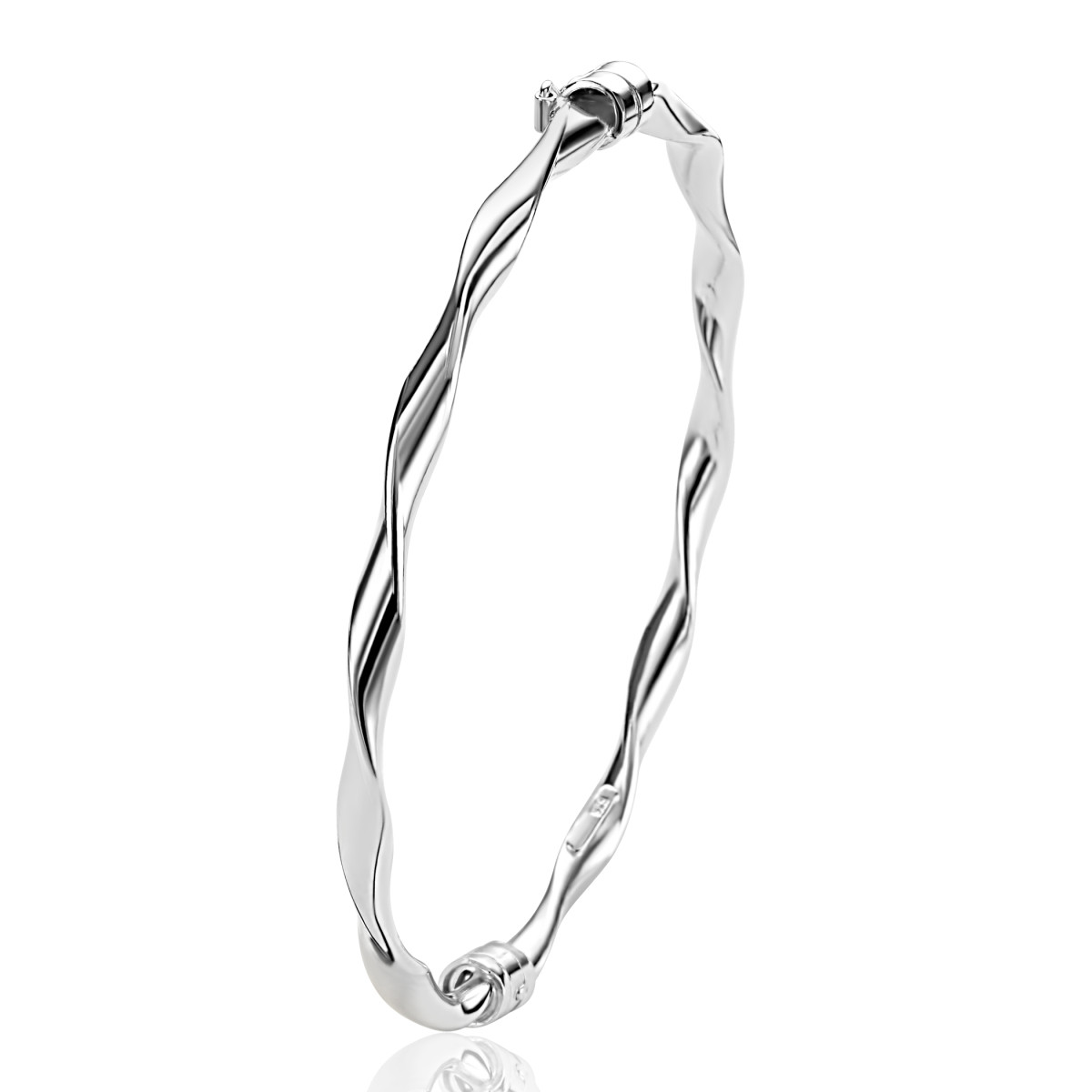 Zinzi Fatima's Favorieten ZIA2756 zilveren bangle met gedraaide vorm 4 mm breed - Diameter 60 mm
