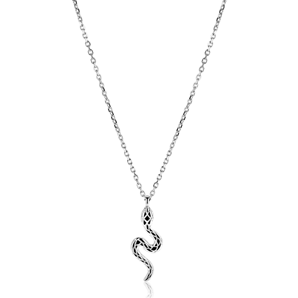 Zinzi Fatima's Favorieten ZIC2721 zilveren ketting met slang hanger - Lengte 42-45 cm