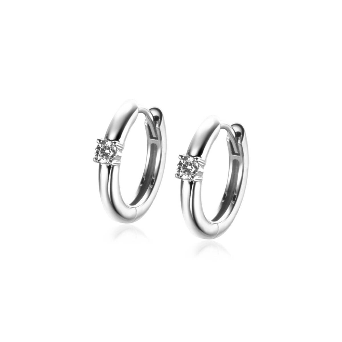 Zinzi Geboortestenen ZICRZ-APR zilveren oorringen met transparante zirkonia 2 mm breed - Diameter 13 mm