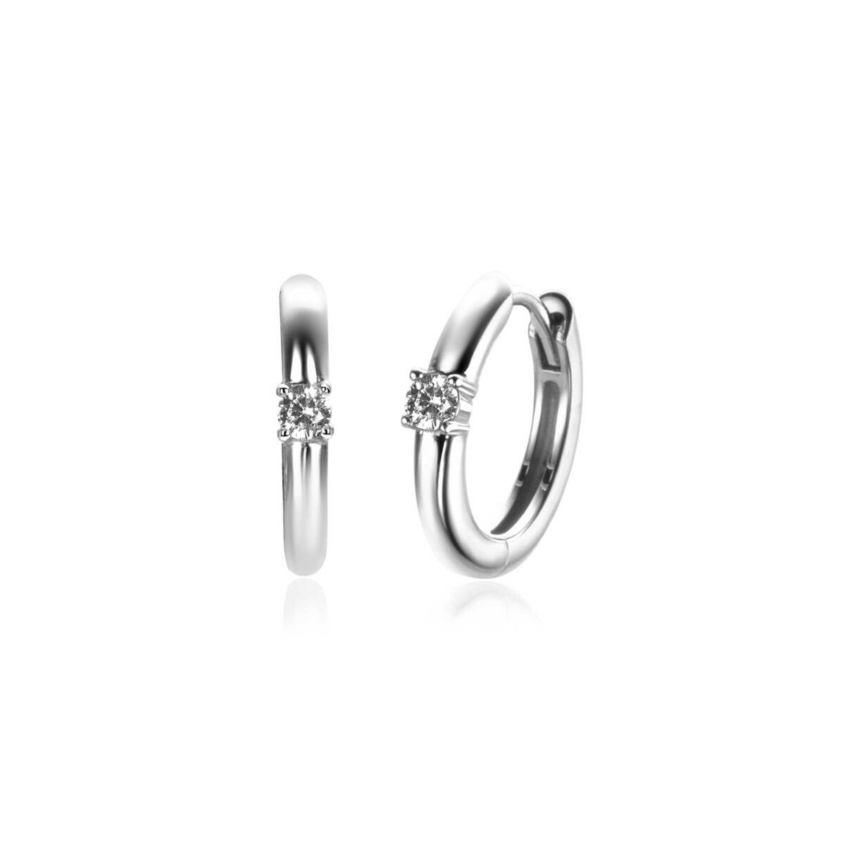 Zinzi Geboortestenen ZICRZ-APR zilveren oorringen met transparante zirkonia 2 mm breed - Diameter 13 mm