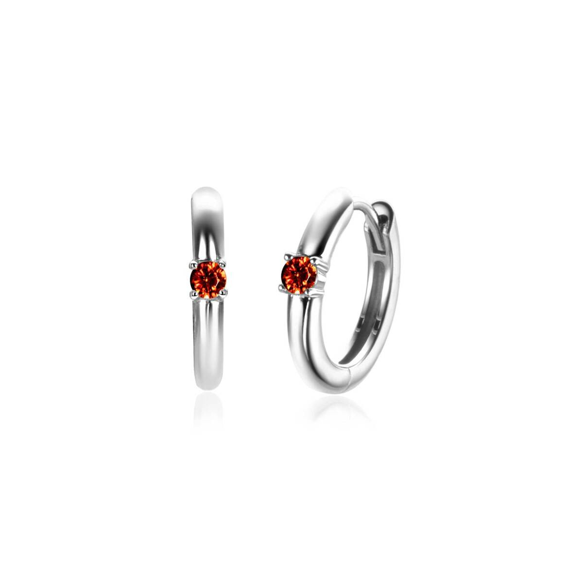 Zinzi Geboortestenen ZICRZ-JAN zilveren oorbellen rode zirkonia januari 2 mm breed - Diameter 13 mm
