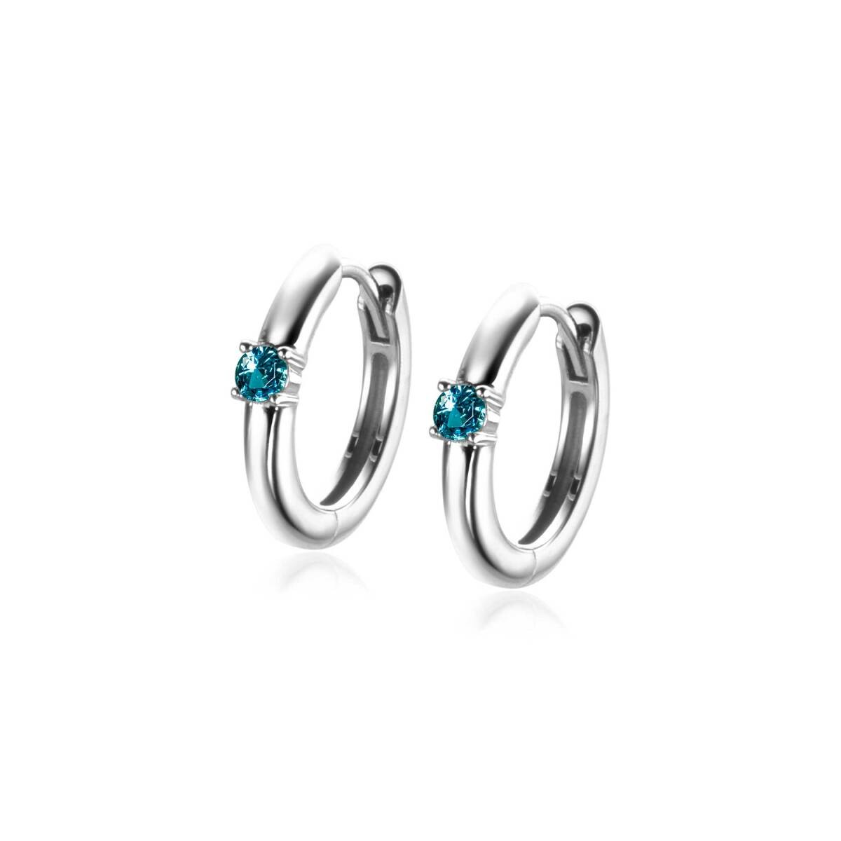 Zinzi Geboortestenen ZICRZ-MRT zilveren oorringen met blauwe zirkonia 2 mm breed - Diameter 13 mm