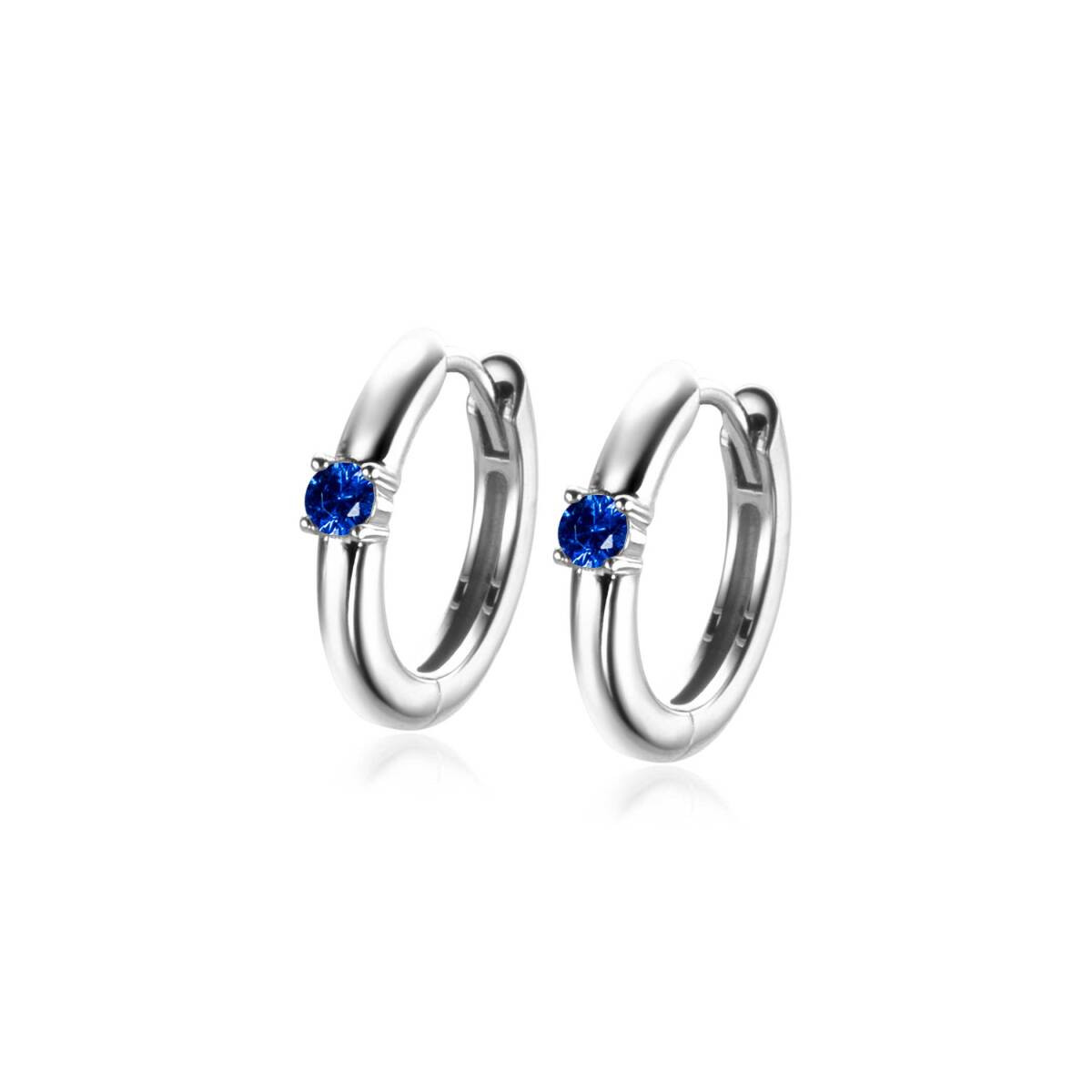Zinzi Geboortestenen ZICRZ-SEP zilveren creolen blauwe zirkonia september 2 mm breed - Diameter 13 mm