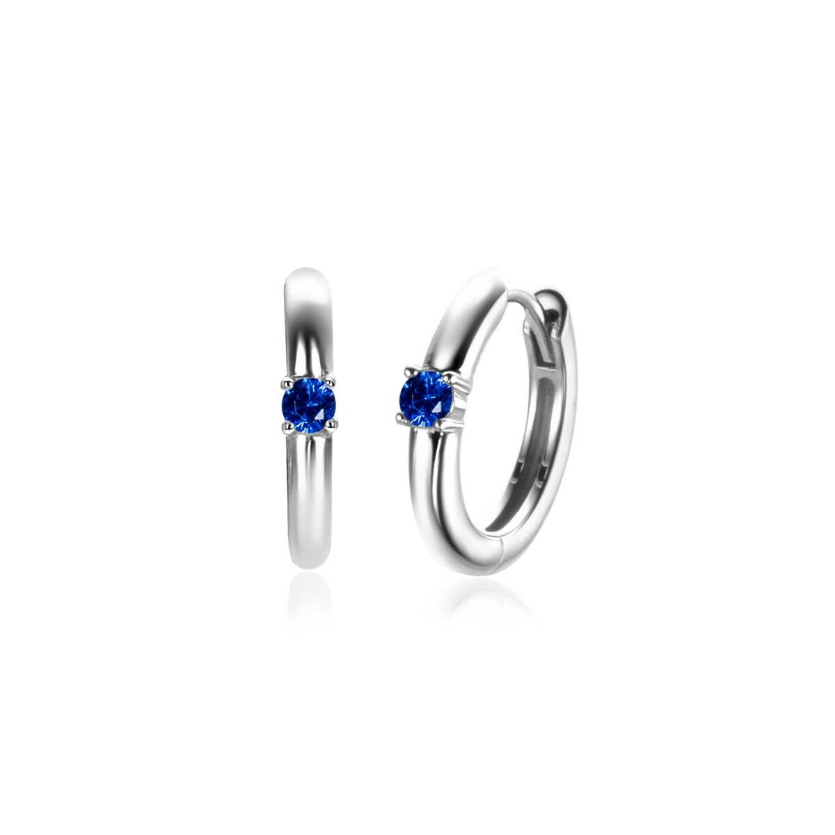 Zinzi Geboortestenen ZICRZ-SEP zilveren creolen blauwe zirkonia september 2 mm breed - Diameter 13 mm