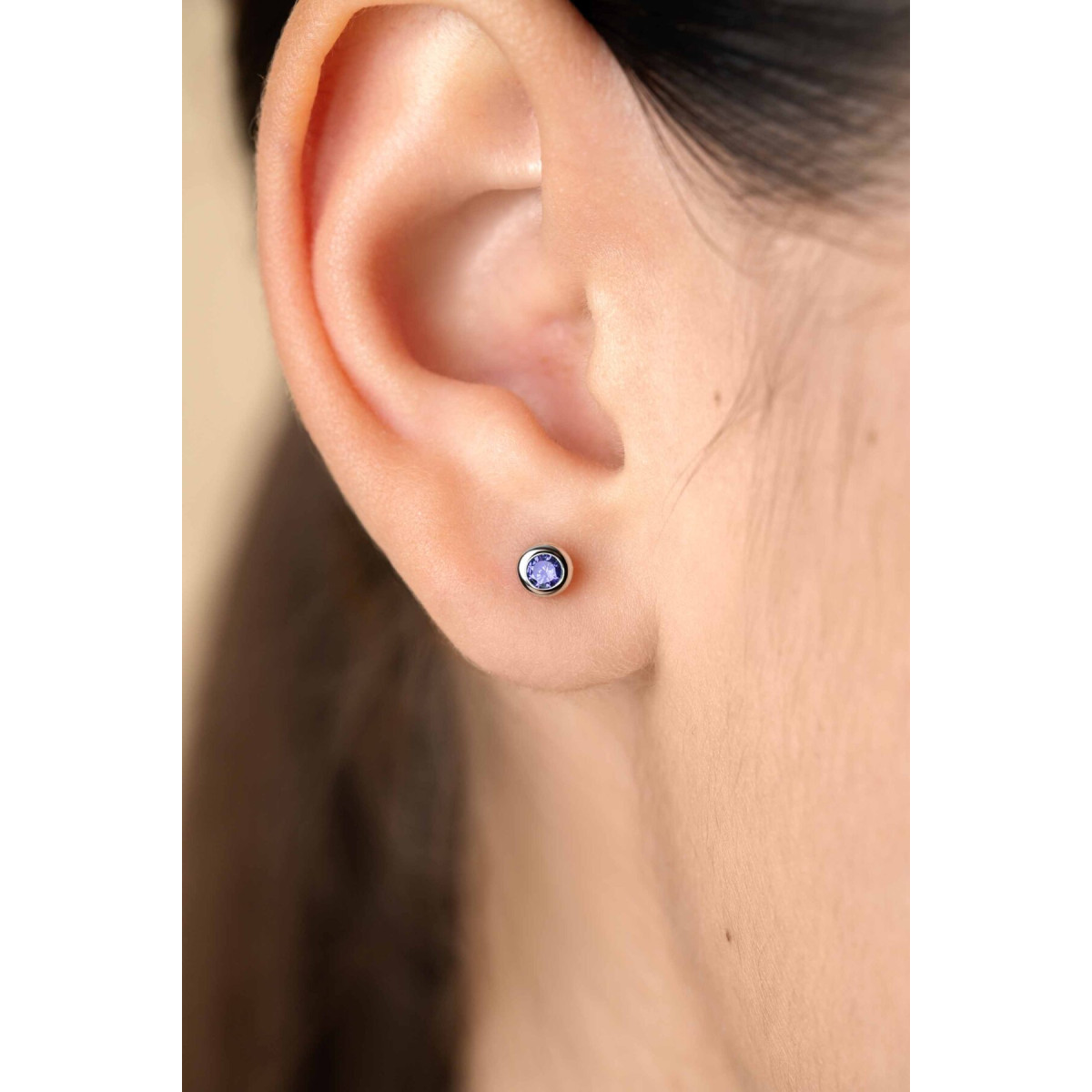 Zinzi Geboortestenen ZIOZ-FEB zilveren oorknopjes met paarse zirkonia februari - Diameter 4 mm