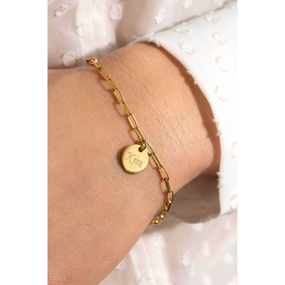 Zinzi Gravures ZIA2166G goudkleurige armband met ronde hanger 2.6 mm breed - Lengte 17-20 cm