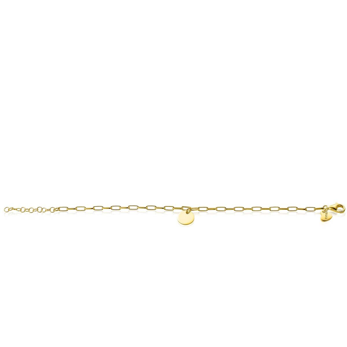 Zinzi Gravures ZIA2166G goudkleurige armband met ronde hanger 2.6 mm breed - Lengte 17-20 cm
