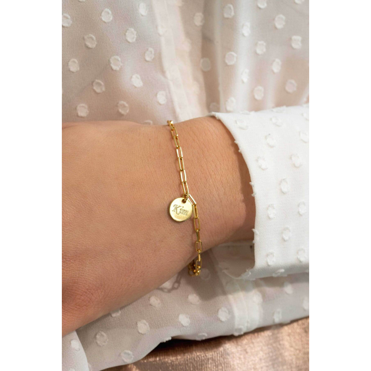 Zinzi Gravures ZIA2166G goudkleurige armband met ronde hanger 2.6 mm breed - Lengte 17-20 cm