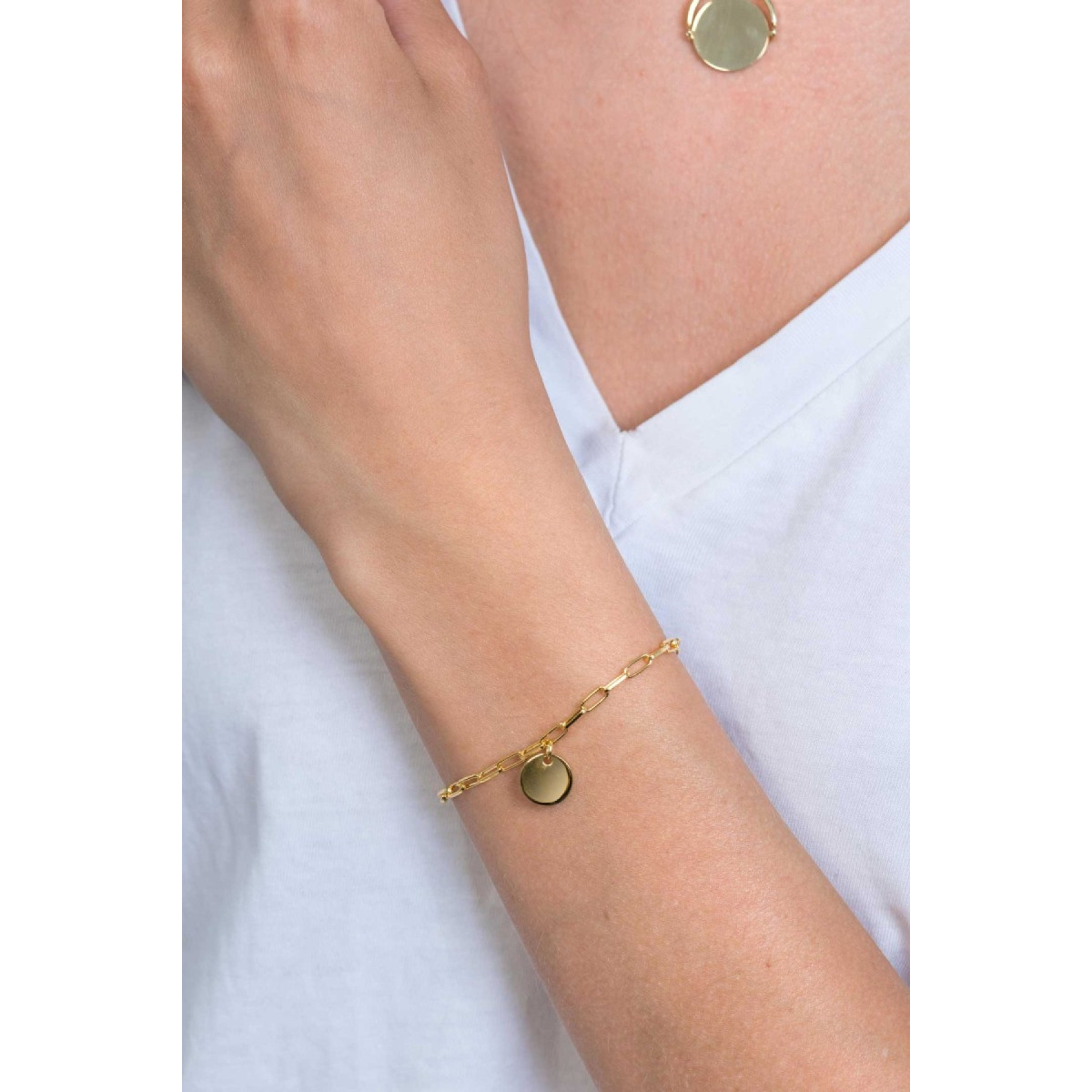 Zinzi Gravures ZIA2166G goudkleurige armband met ronde hanger 2.6 mm breed - Lengte 17-20 cm