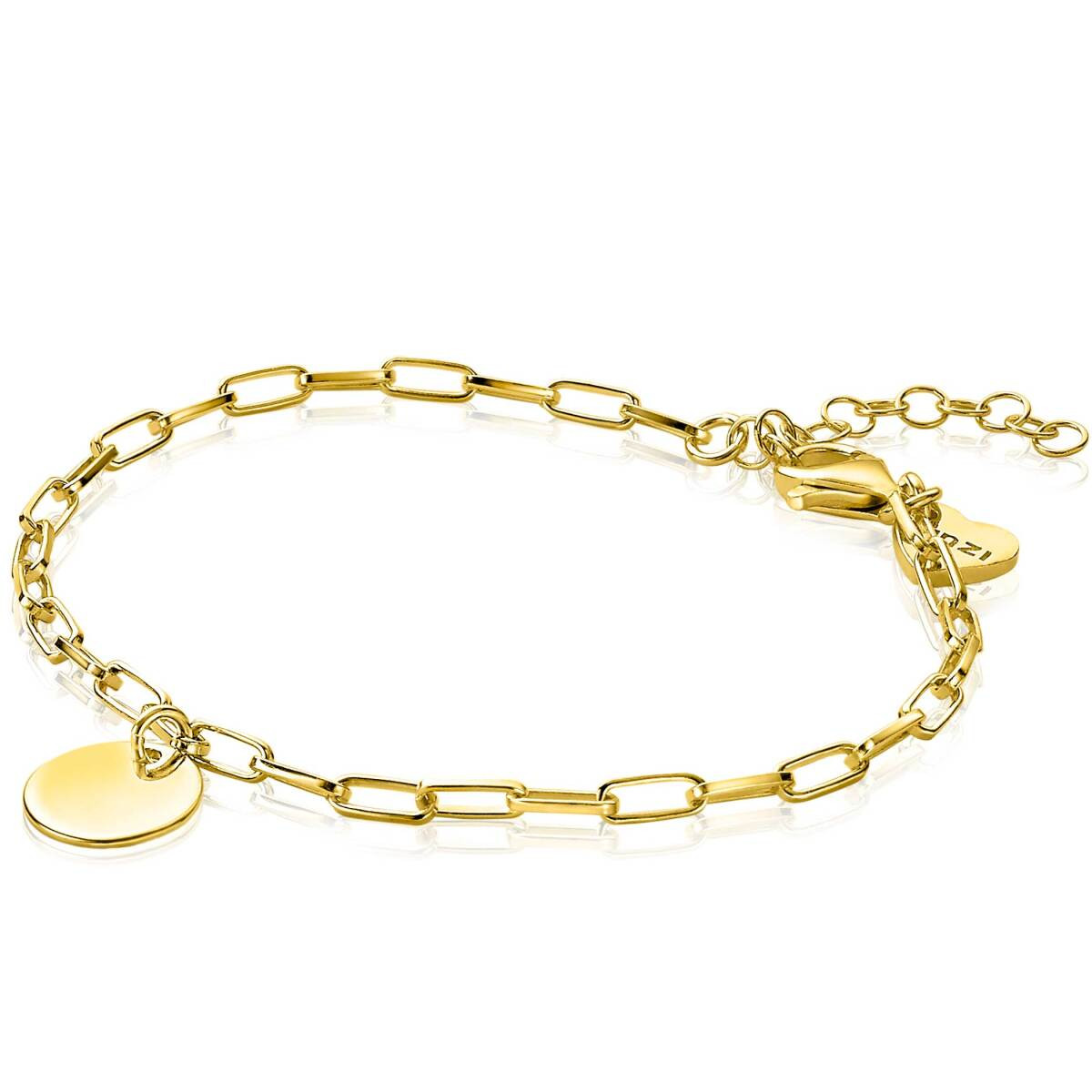 Zinzi Gravures ZIA2166G goudkleurige armband met ronde hanger 2.6 mm breed - Lengte 17-20 cm
