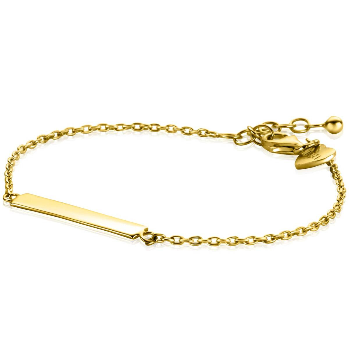 Zinzi Gravures ZIA2344G gold plated armband met glanzend plaatje 26 mm x 4 mm - Lengte 17-20 cm