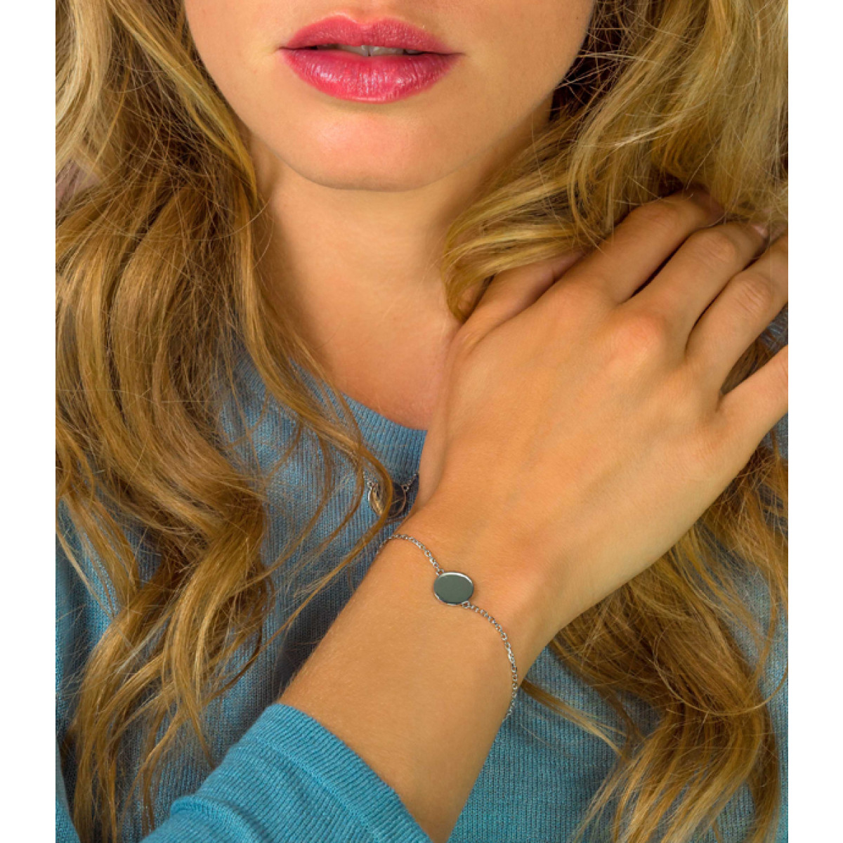 Zinzi Gravures ZIA2345 zilveren armband met rond graveerplaatje 15 mm - Lengte 17-20 cm