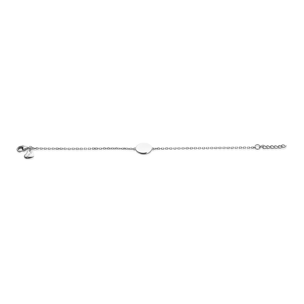Zinzi Gravures ZIA2345 zilveren armband met rond graveerplaatje 15 mm - Lengte 17-20 cm