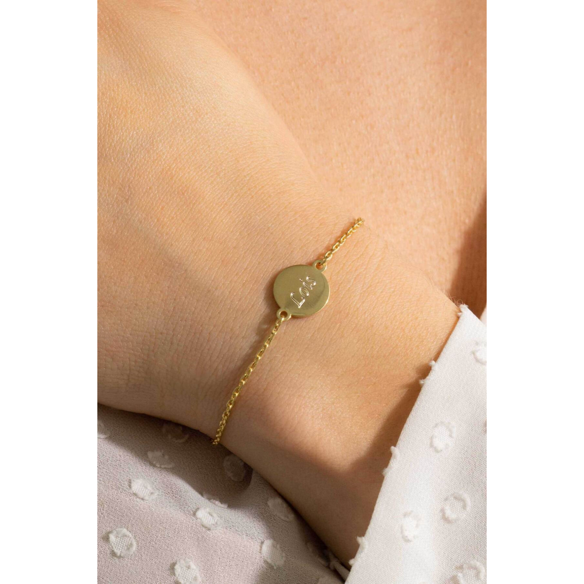 Zinzi Gravures ZIA2345G goudkleurige armband met rond plaatje 15.5 mm breed - Lengte 17-20 cm
