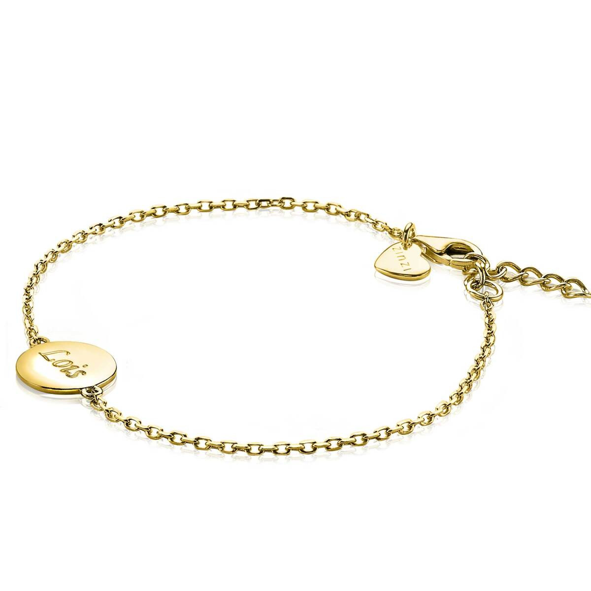 Zinzi Gravures ZIA2345G goudkleurige armband met rond plaatje 15.5 mm breed - Lengte 17-20 cm