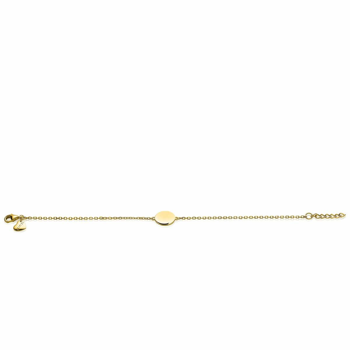 Zinzi Gravures ZIA2345G goudkleurige armband met rond plaatje 15.5 mm breed - Lengte 17-20 cm