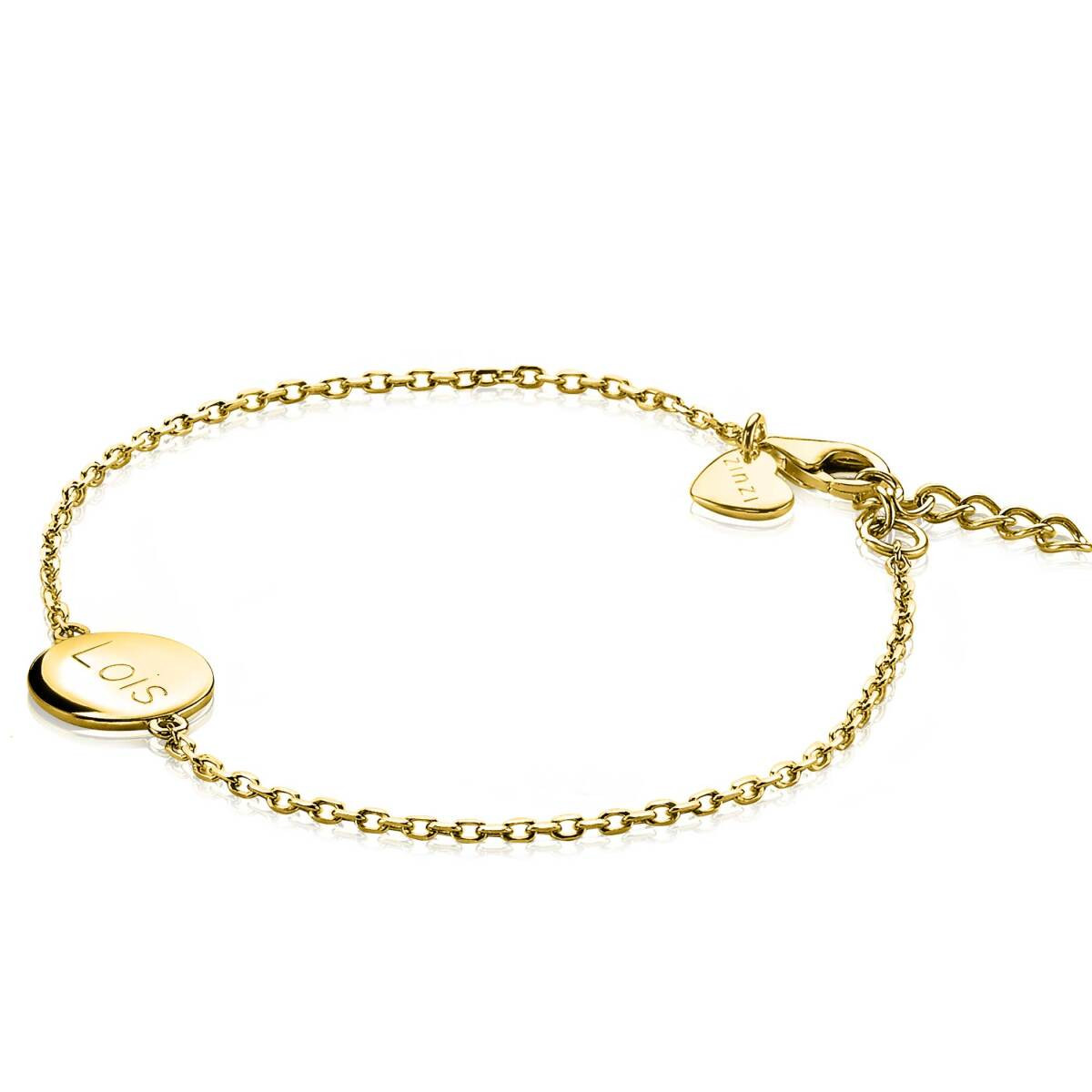 Zinzi Gravures ZIA2345G goudkleurige armband met rond plaatje 15.5 mm breed - Lengte 17-20 cm