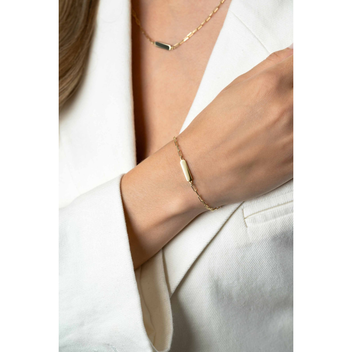 Zinzi Gravures ZIA2530G gold plated plaatarmband met paperclip schakels 4.2 mm breed - Lengte 16.5-20 cm
