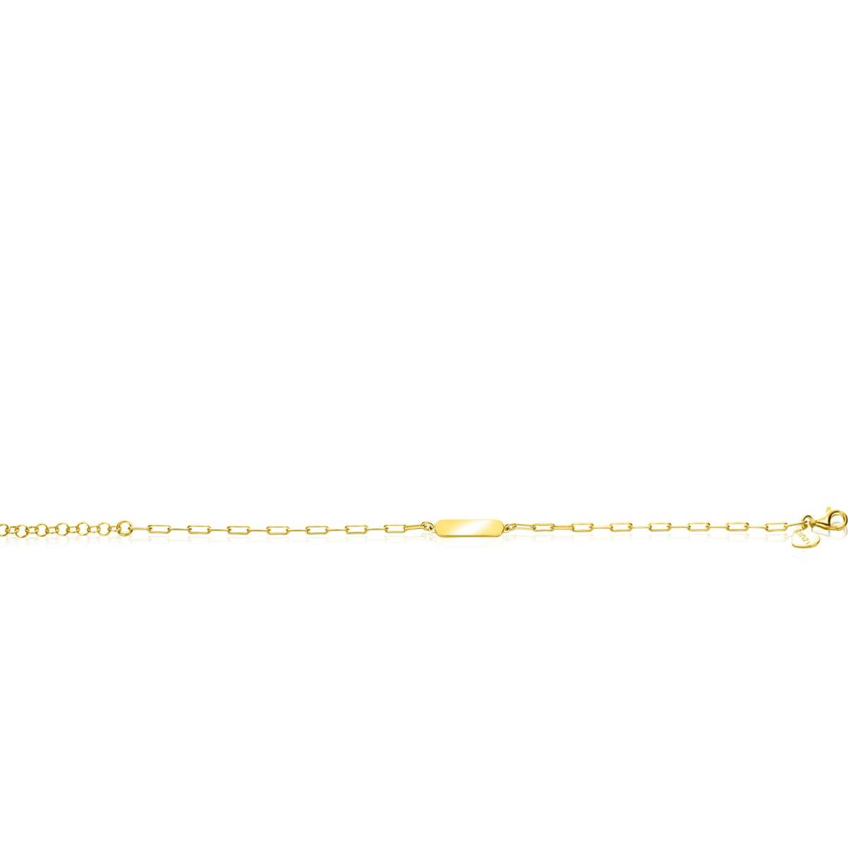 Zinzi Gravures ZIA2530G gold plated plaatarmband met paperclip schakels 4.2 mm breed - Lengte 16.5-20 cm