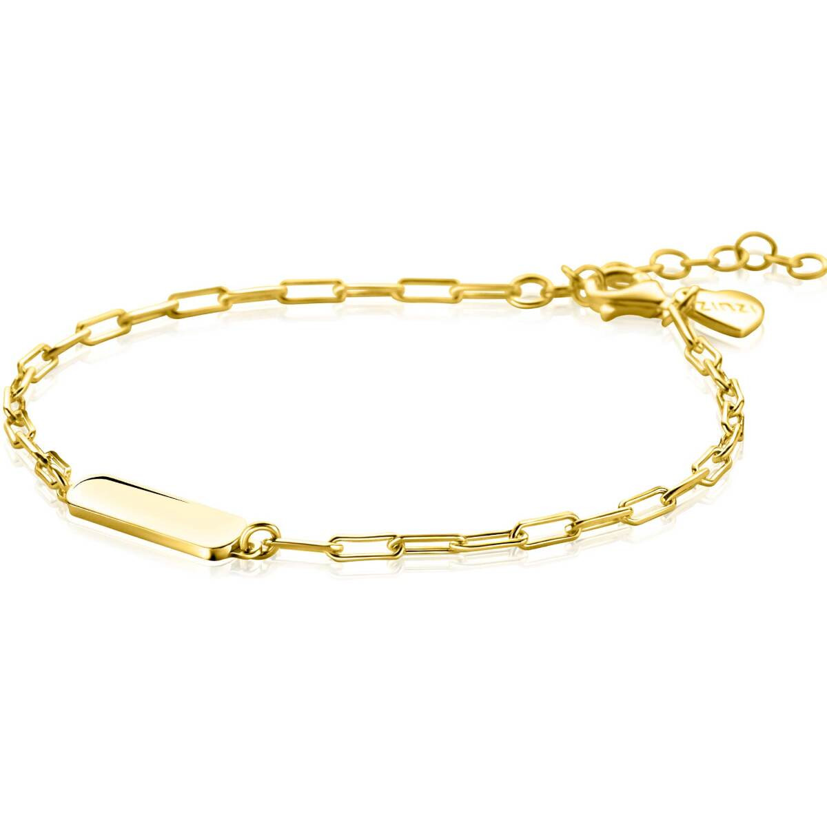 Zinzi Gravures ZIA2530G gold plated plaatarmband met paperclip schakels 4.2 mm breed - Lengte 16.5-20 cm
