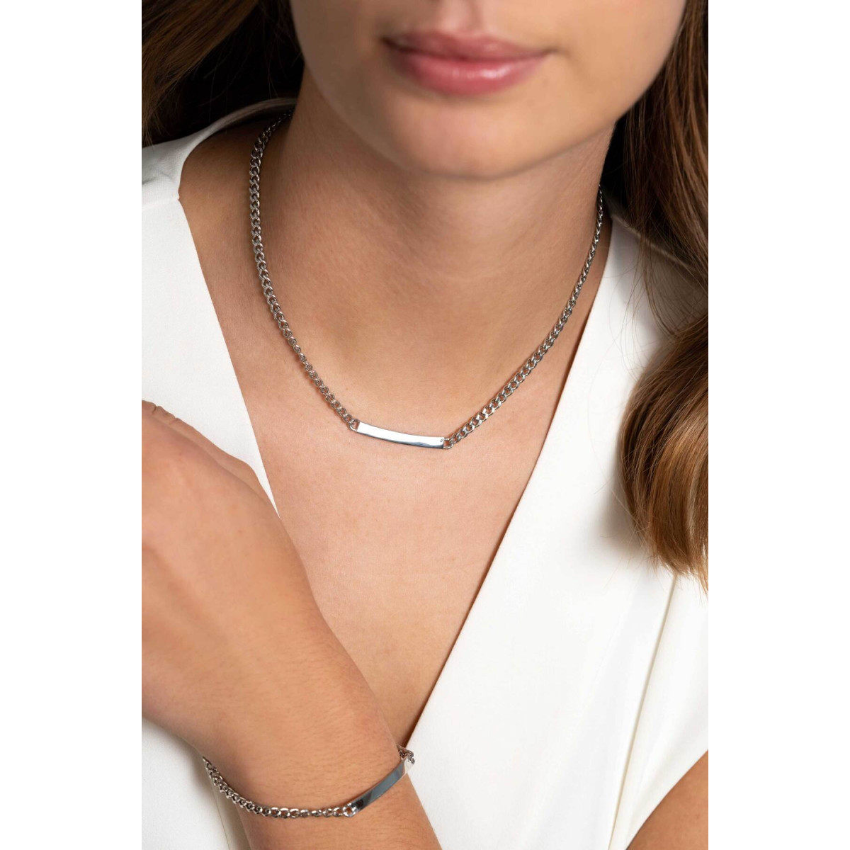 Zinzi Gravures ZIC2271 zilveren ketting plaat 4 mm breed - Lengte 40-45 cm