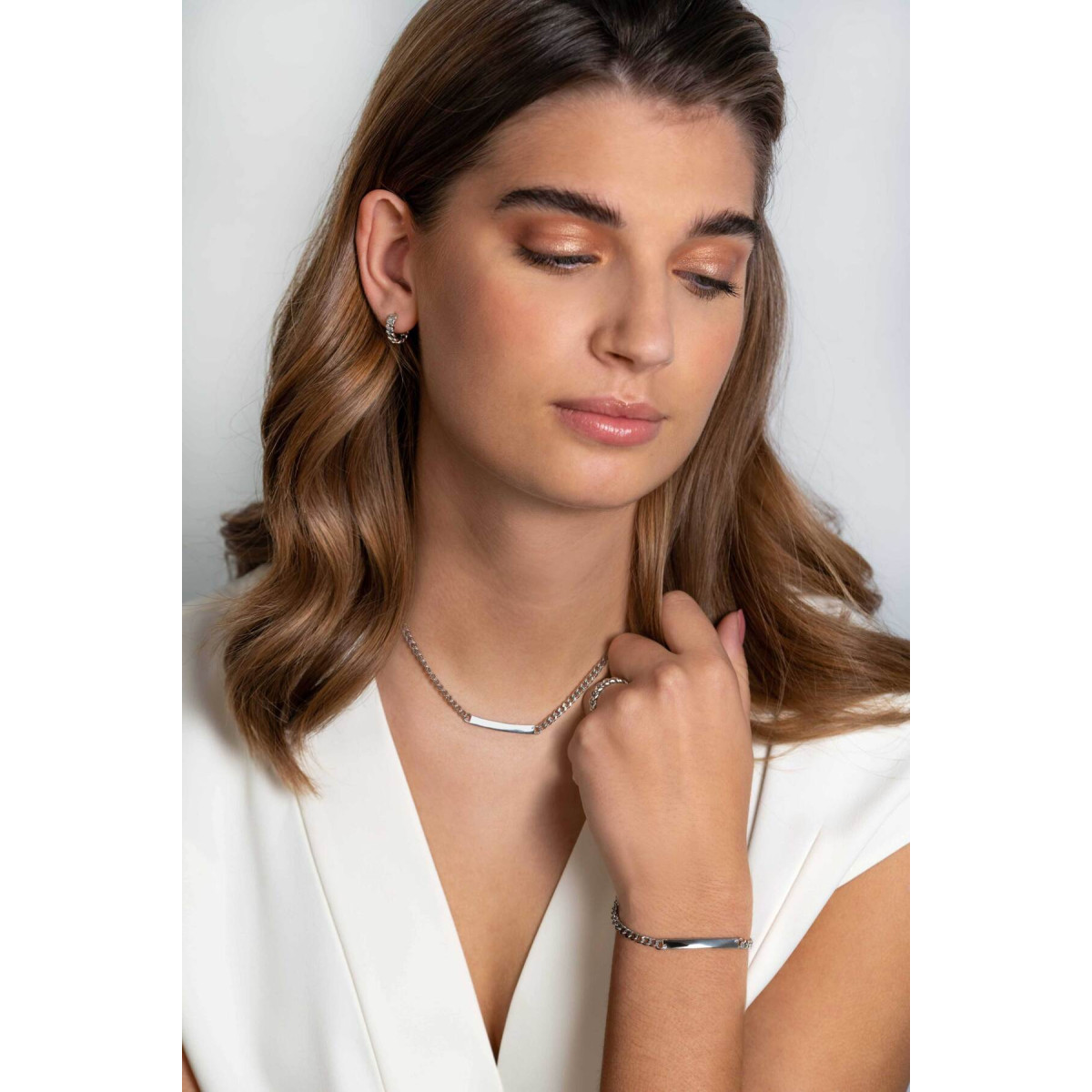 Zinzi Gravures ZIC2271 zilveren ketting plaat 4 mm breed - Lengte 40-45 cm