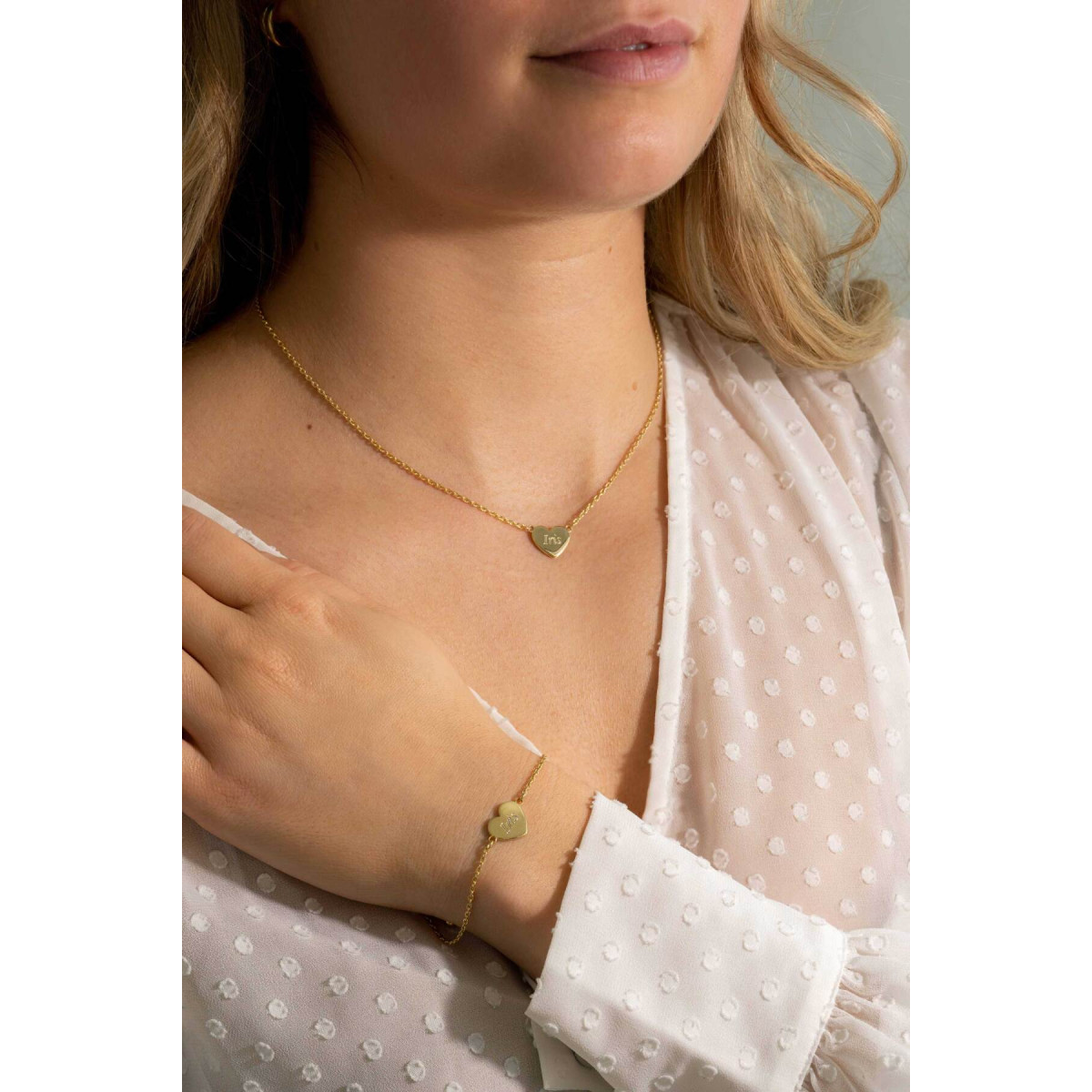 Zinzi Gravures ZIC2346G gold plated ketting met graveerbaar hart 10 mm - Lengte 40-43 cm