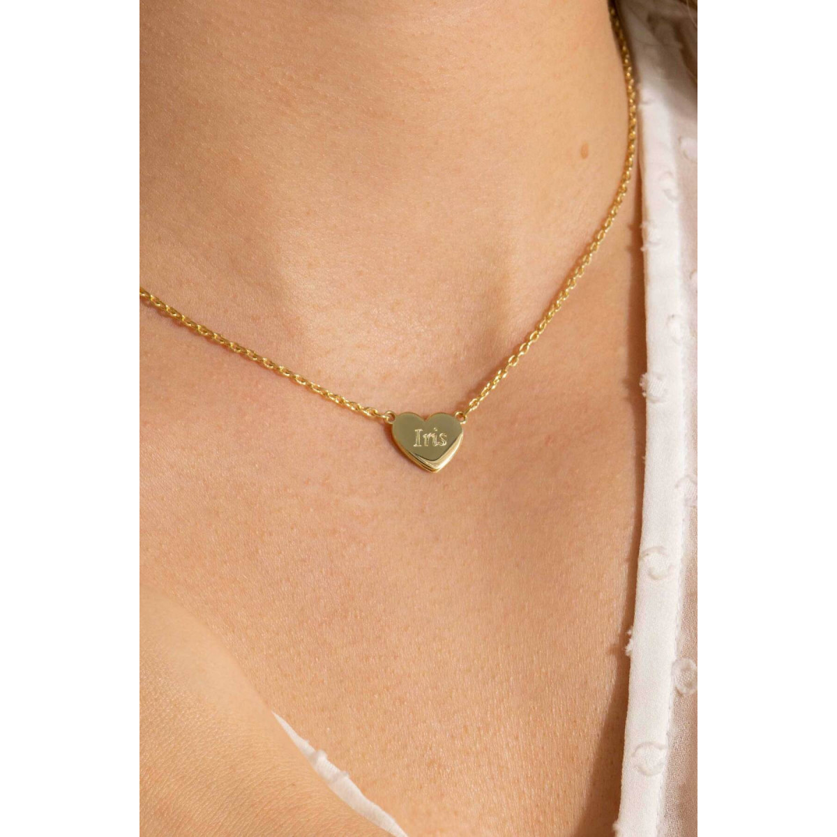 Zinzi Gravures ZIC2346G gold plated ketting met graveerbaar hart 10 mm - Lengte 40-43 cm