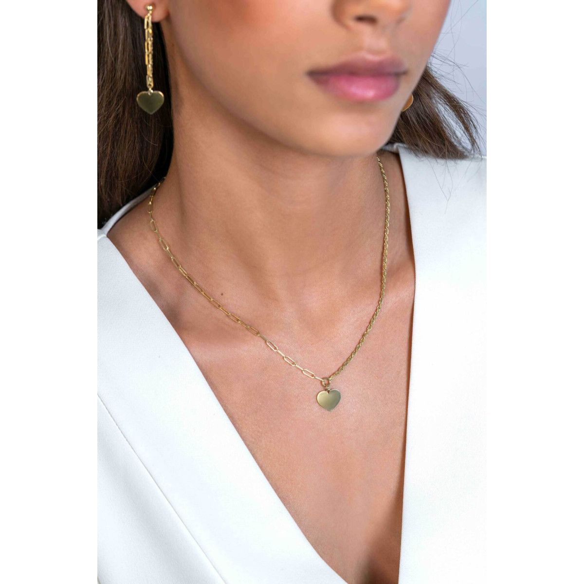 Zinzi Gravures ZIC2381G 925 gold plated ketting met hart hanger 12 mm - Lengte 40-45 cm
