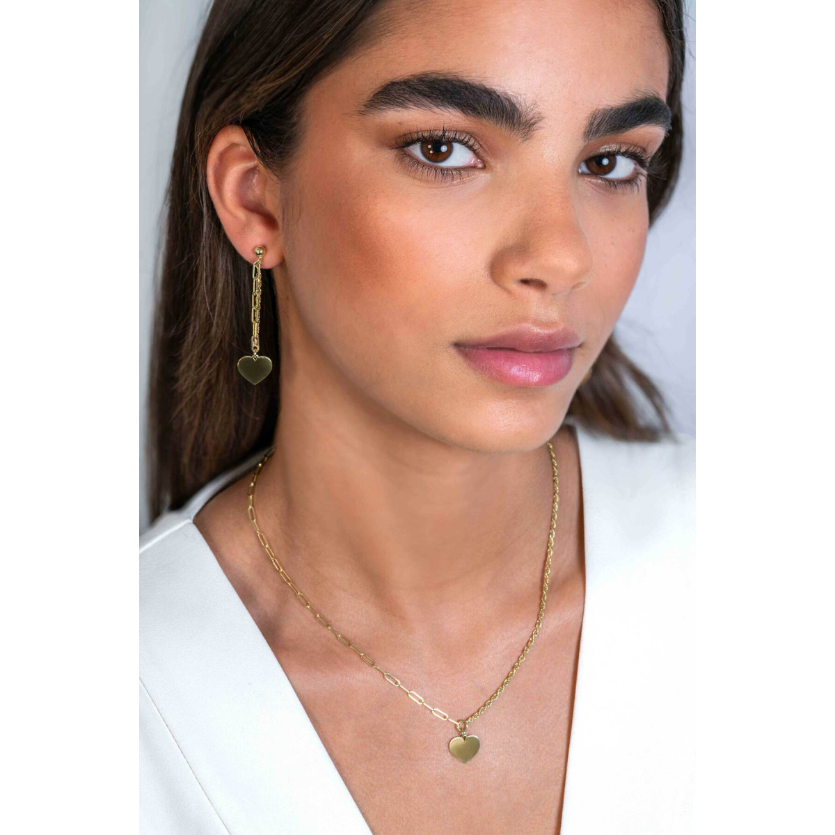 Zinzi Gravures ZIC2381G 925 gold plated ketting met hart hanger 12 mm - Lengte 40-45 cm