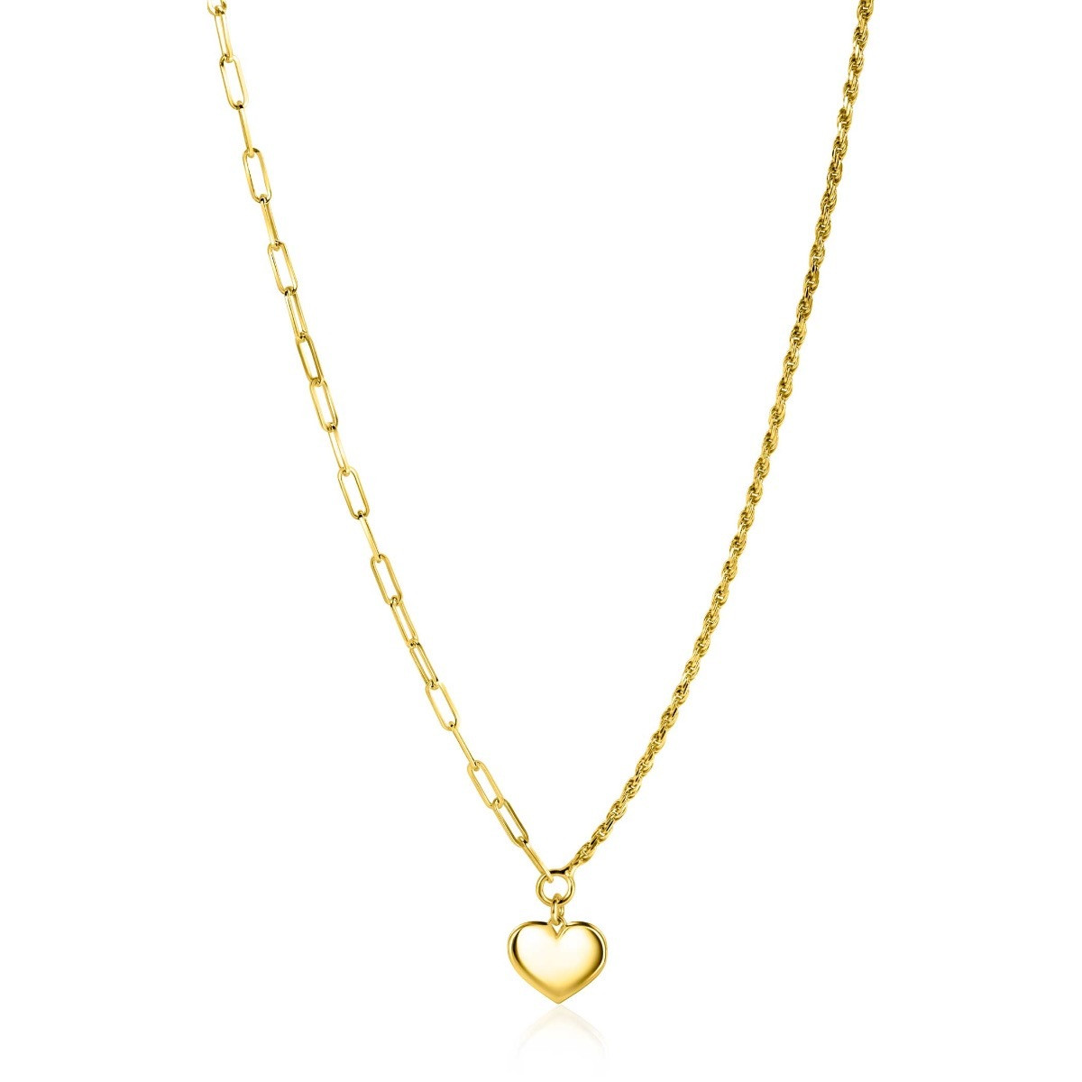 Zinzi Gravures ZIC2381G 925 gold plated ketting met hart hanger 12 mm - Lengte 40-45 cm