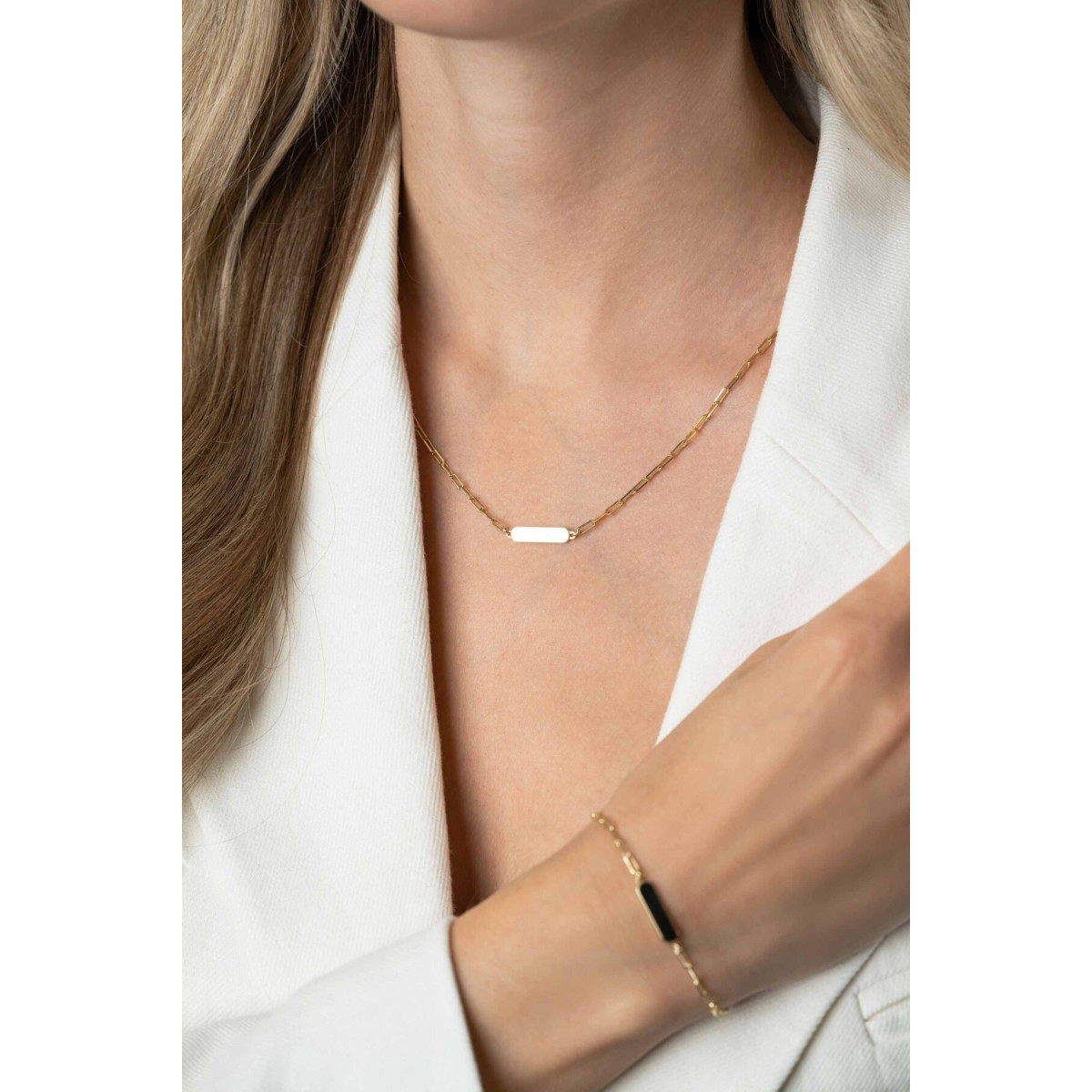Zinzi Gravures ZIC2530G goudkleurige schakelketting met rechthoek 4.2 mm breed - Lengte 42-45 cm