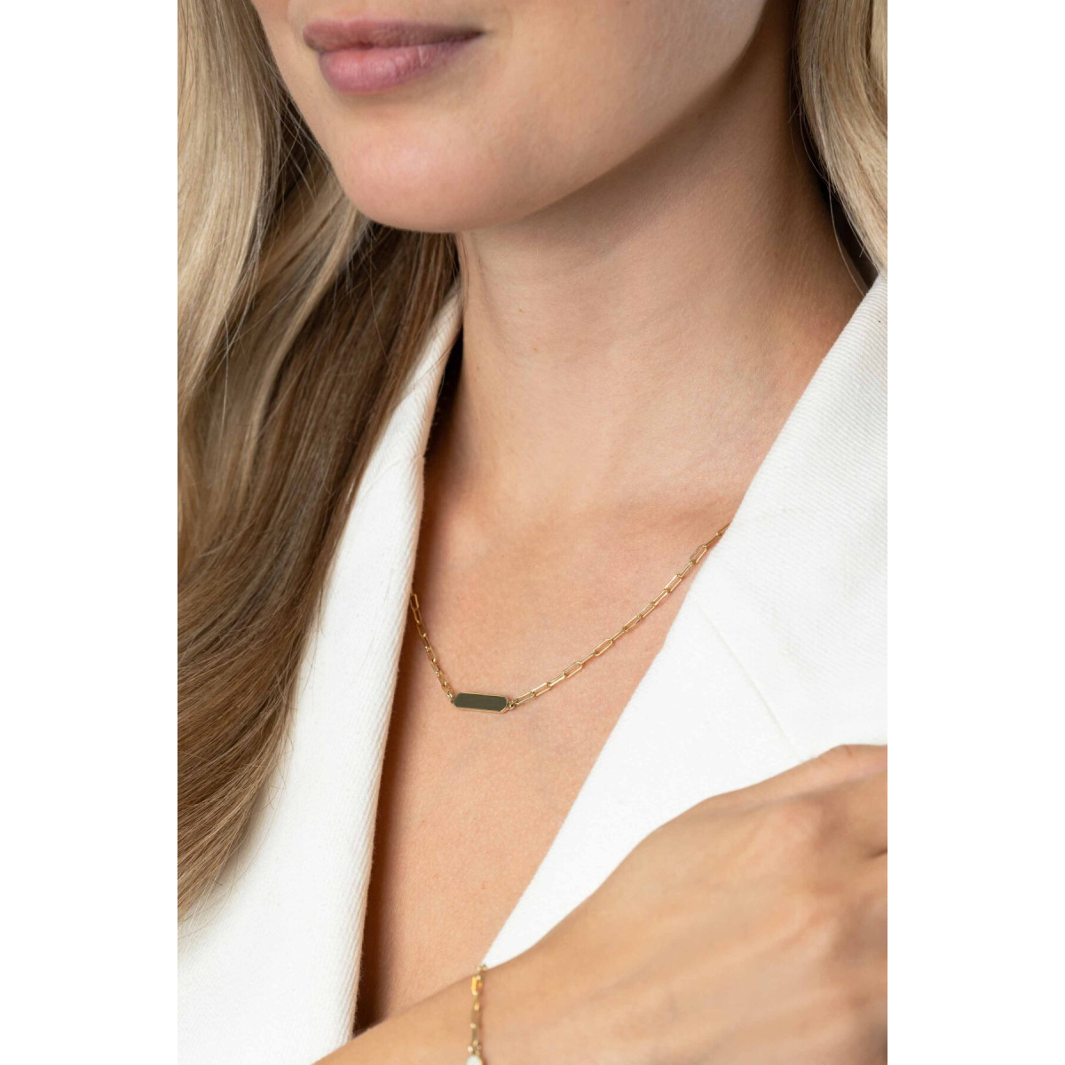 Zinzi Gravures ZIC2530G goudkleurige schakelketting met rechthoek 4.2 mm breed - Lengte 42-45 cm