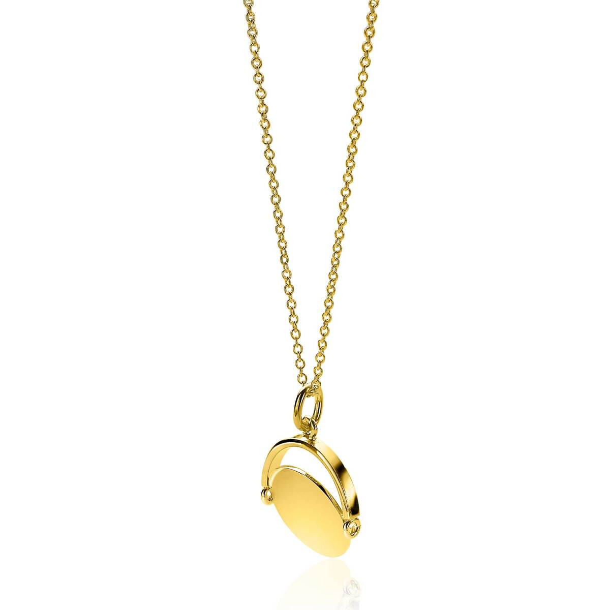 Zinzi Gravures ZIH2217G gold plated glanzende graveerhanger rond 18 mm breed - Hoogte 27 mm