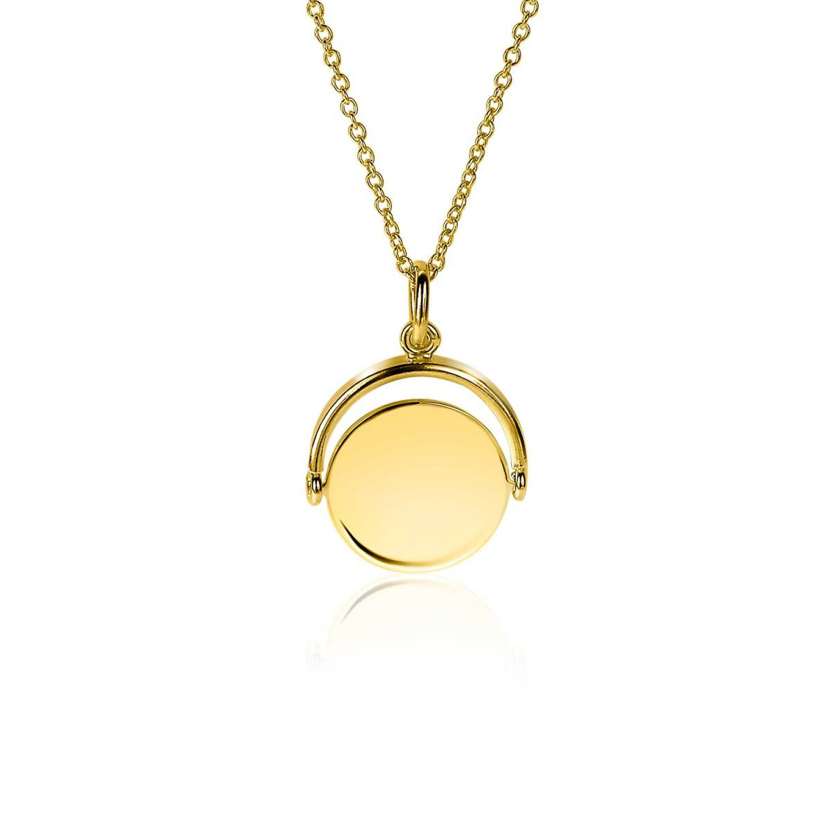Zinzi Gravures ZIH2217G gold plated glanzende graveerhanger rond 18 mm breed - Hoogte 27 mm