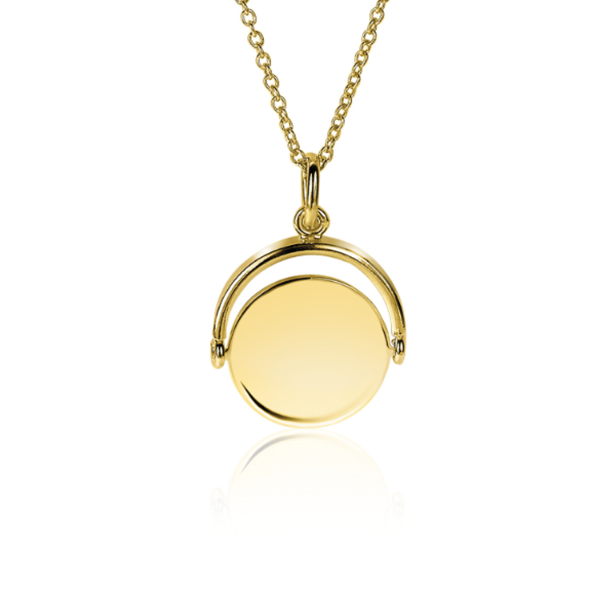 Zinzi Gravures ZIH2217G gold plated glanzende graveerhanger rond 18 mm breed - Hoogte 27 mm