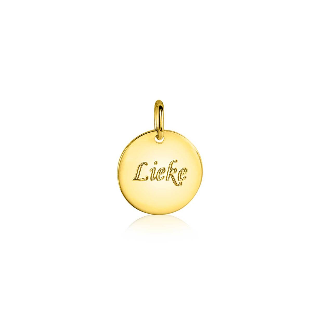 Zinzi Gravures ZIH2345G12 zilveren gold plated graveerhanger 12 mm breed - Hoogte 16.5 mm