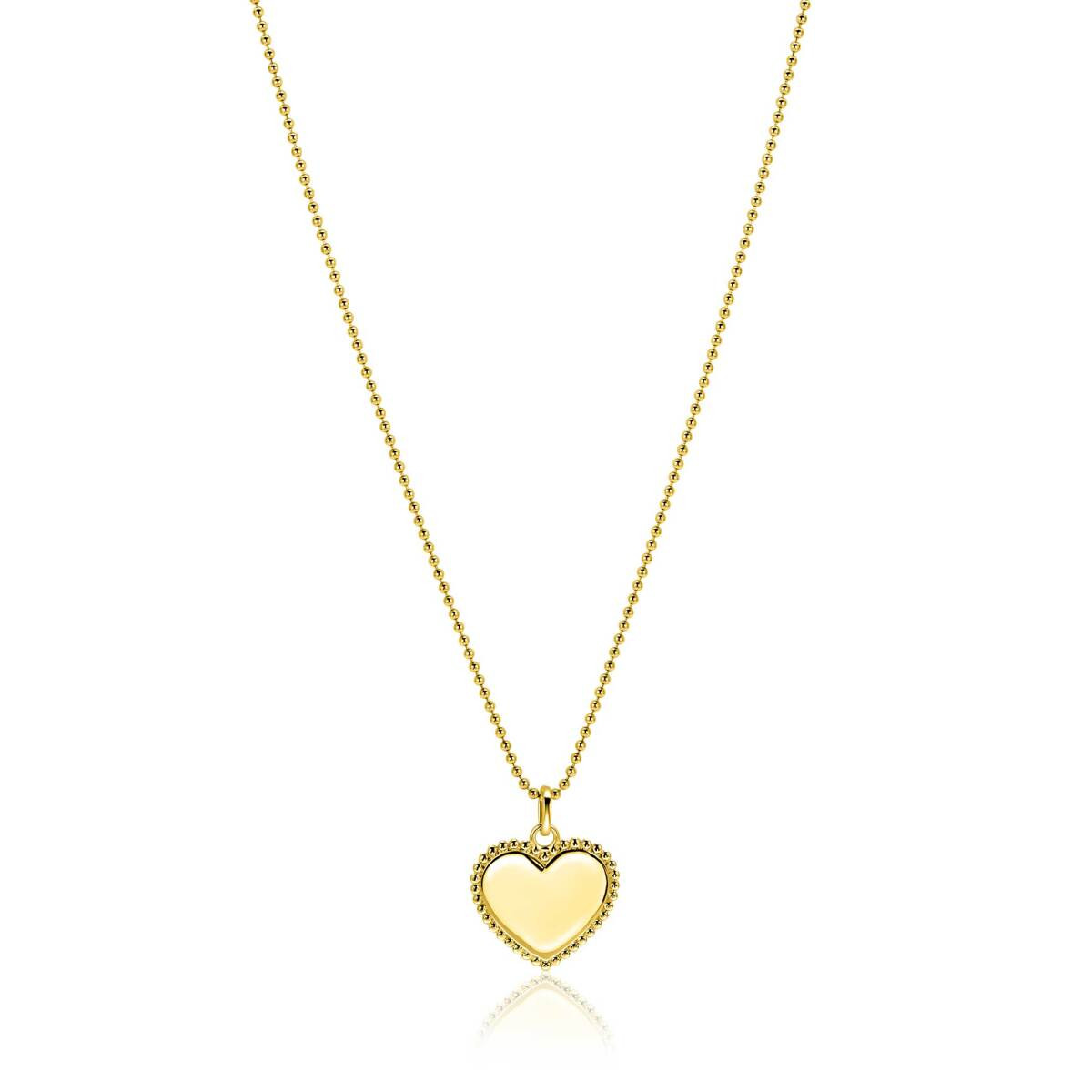 Zinzi Gravures ZIH2653G gold plated hartjeshanger met bolletjesrand 16.5 mm breed - Hoogte 21.5 mm