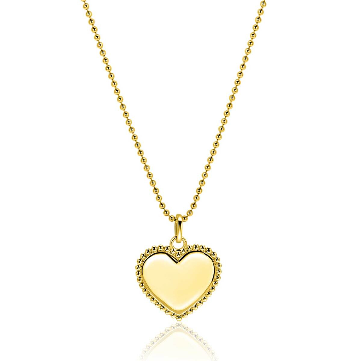Zinzi Gravures ZIH2653G gold plated hartjeshanger met bolletjesrand 16.5 mm breed - Hoogte 21.5 mm