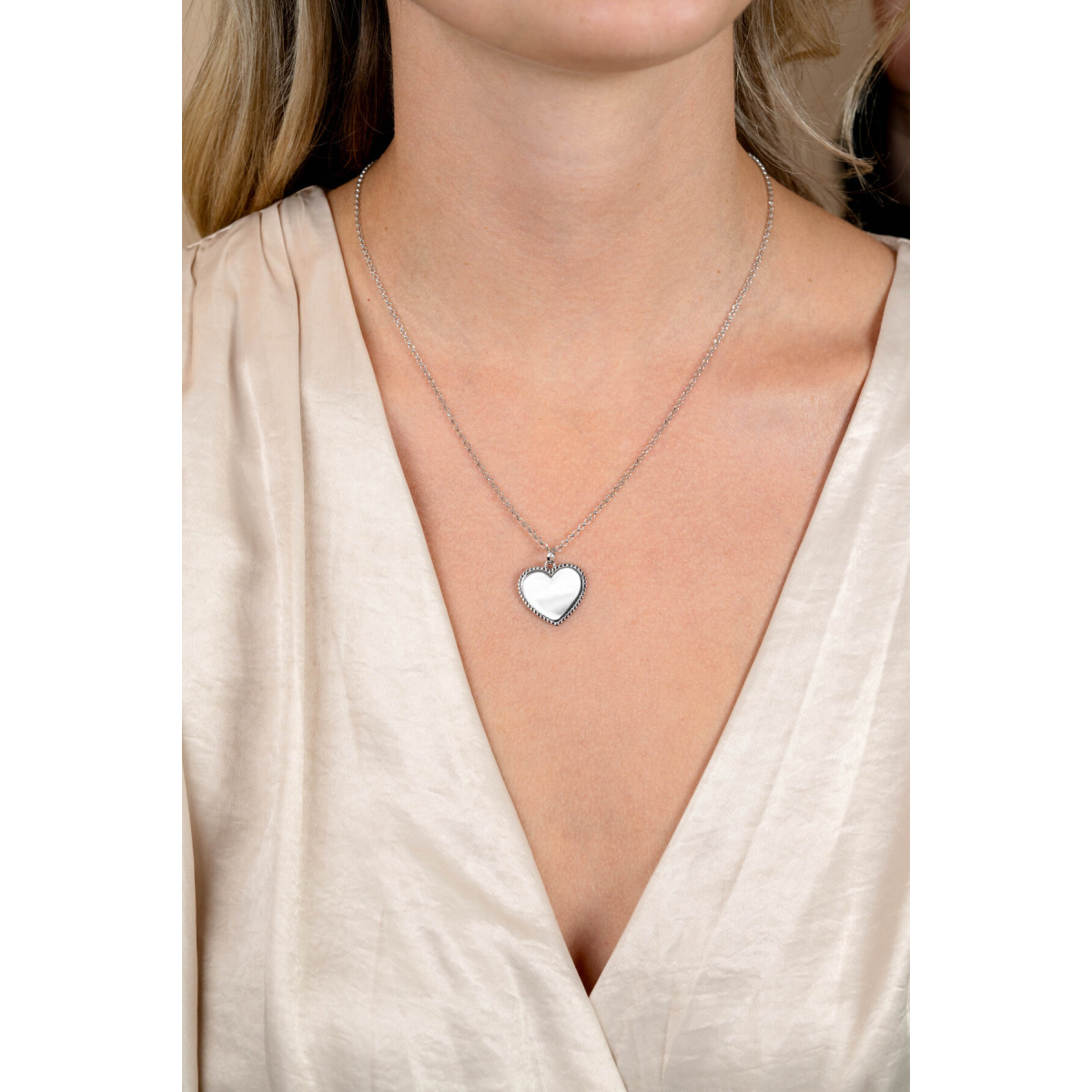 Zinzi Gravures ZIH2654 zilveren hartjes graveerhanger bolletjesketting 20 mm breed - Hoogte 23 mm