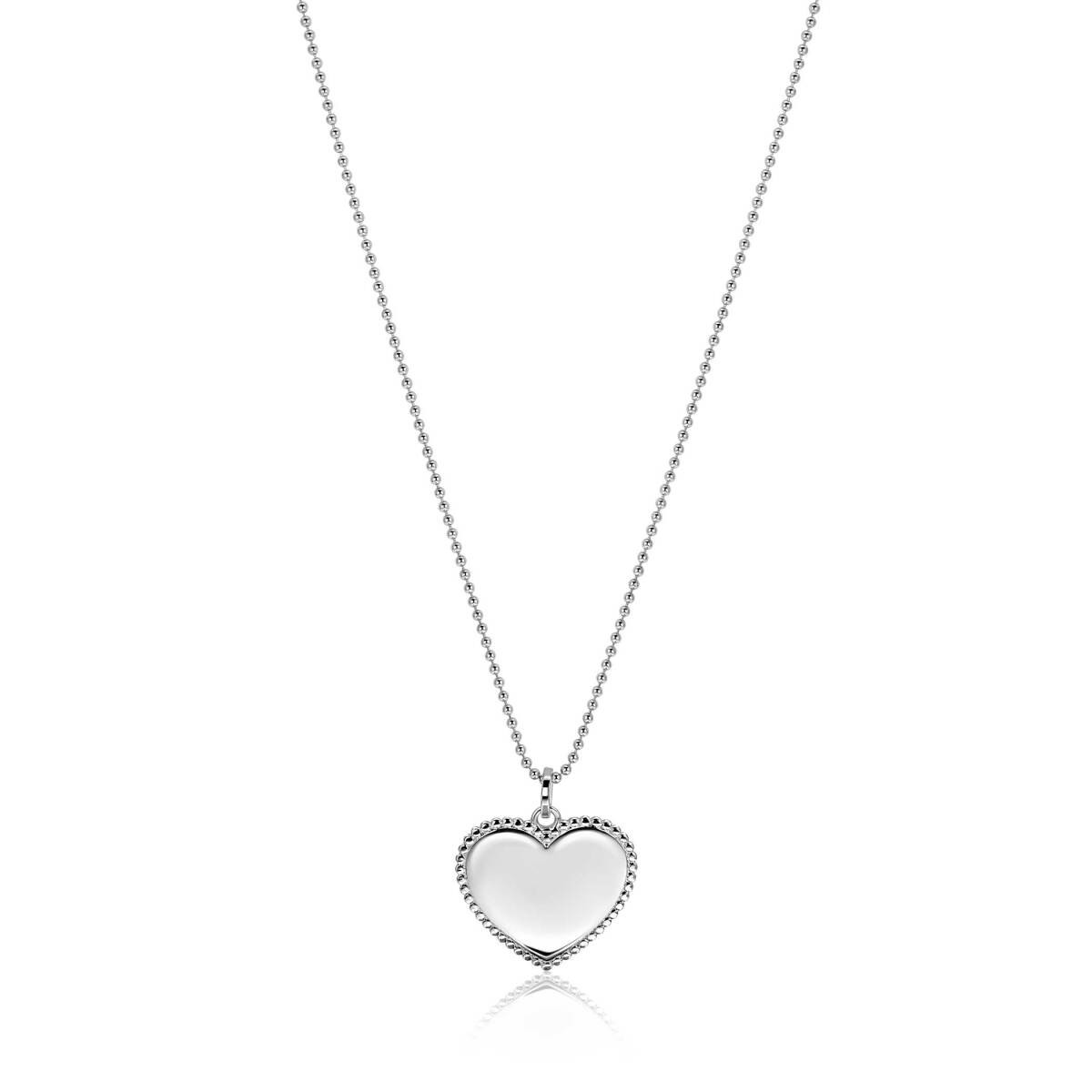 Zinzi Gravures ZIH2654 zilveren hartjes graveerhanger bolletjesketting 20 mm breed - Hoogte 23 mm