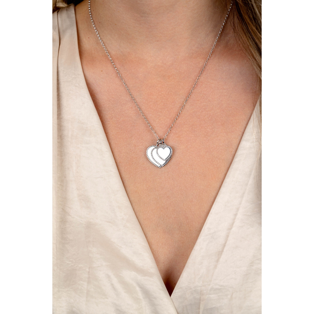 Zinzi Gravures ZIH2654 zilveren hartjes graveerhanger bolletjesketting 20 mm breed - Hoogte 23 mm