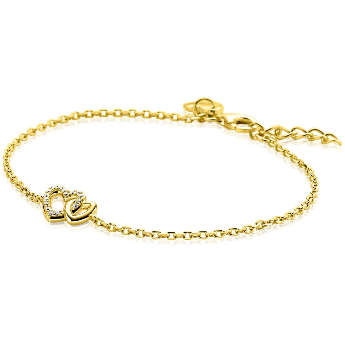 Zinzi Liekes Favorieten ZIA2493Y goudkleurige armband met hartjes 7.7 mm breed - Lengte 17-19 cm
